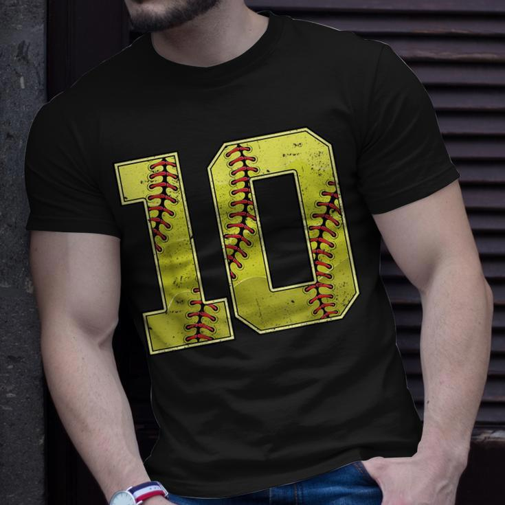Softball Tenth 10Th Birthday Boy Girl Ten 10 Years Old Bday Unisex T-Shirt Gifts for Him