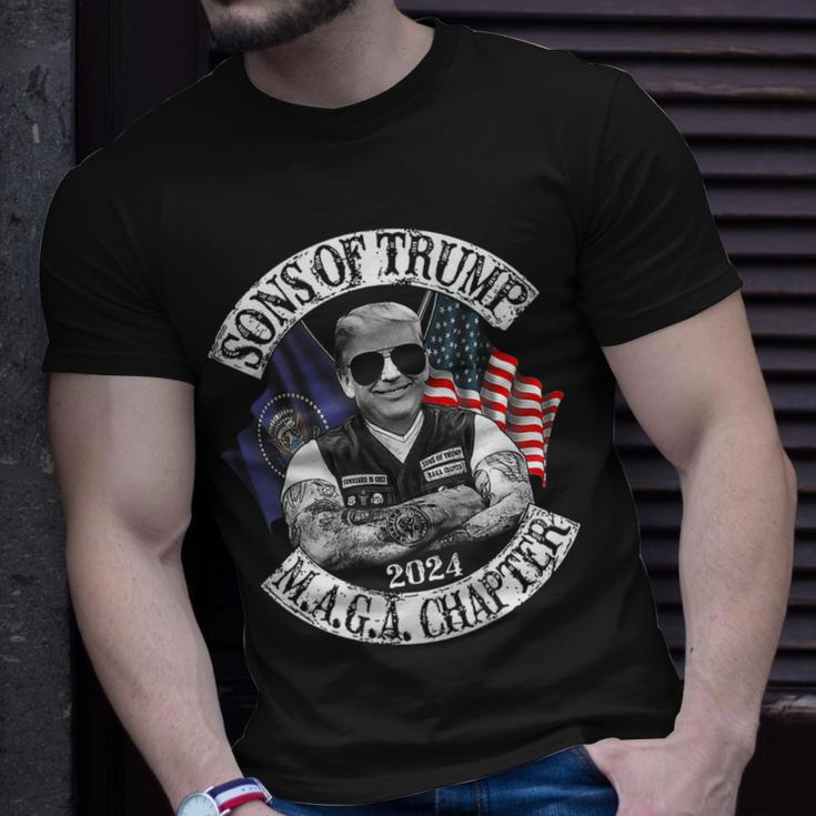 Sons Of Trump Maga Chapter 2024 On Back Maga Funny Gifts Unisex T-Shirt Gifts for Him