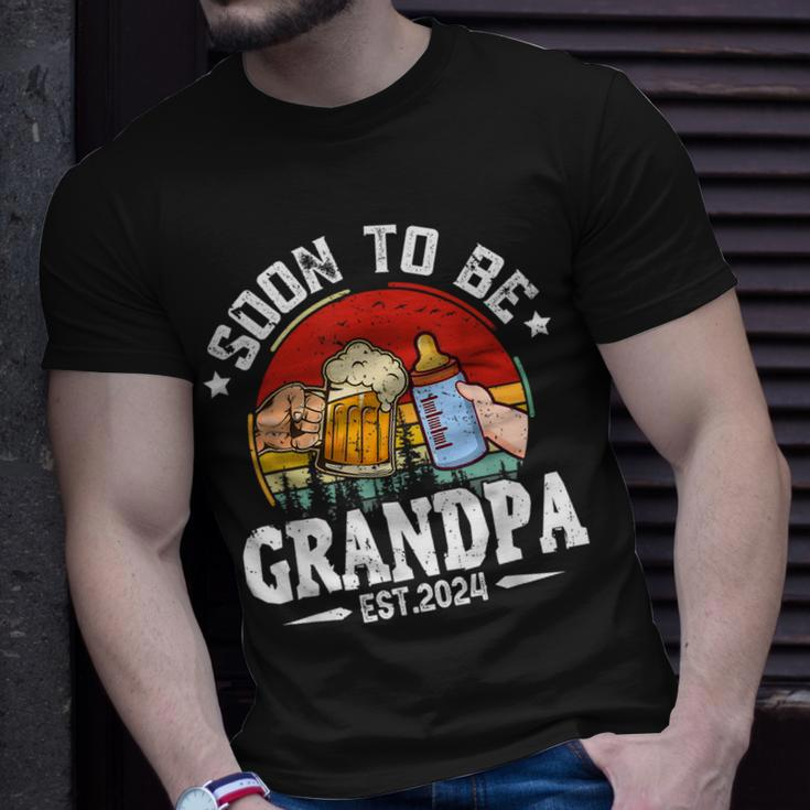 Soon To Be Grandpa 2024 Retro Pregnancy Announcement Dad T-Shirt Gifts for Him