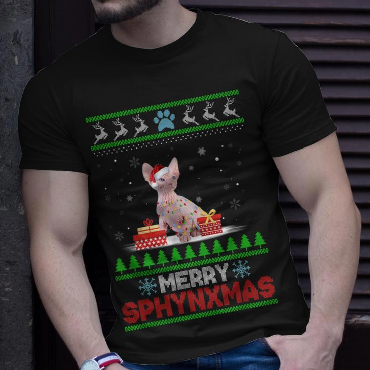 Sphynx Cat Lover Christmas Ugly Xmas Sweater Sphynx T-Shirt Gifts for Him