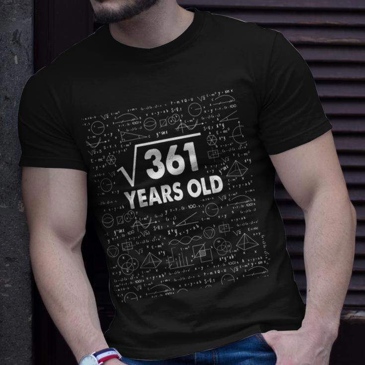Square Root Of 361 19Th Birthday 19 Years Old Math Math Funny Gifts Unisex T-Shirt Gifts for Him