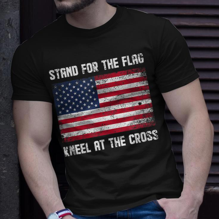 Stand For The Flag And Kneel At The Cross Patriot Unisex T-Shirt Gifts for Him