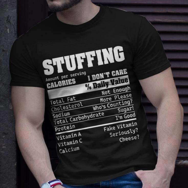 Stuffing Nutrition Facts Food Calories Holiday Thanksgiving T-Shirt Gifts for Him