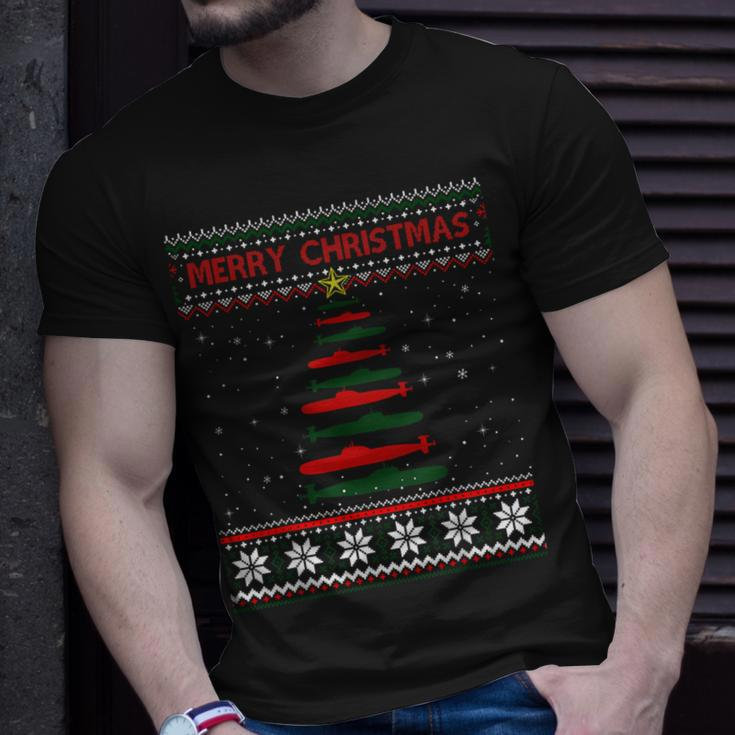 Submarine Navy Military Tree Ugly Christmas Sweater T-Shirt Gifts for Him