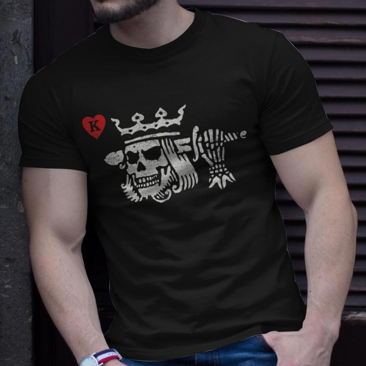 Suicide King Of Hearts Skull Wearing Crown Poker T-Shirt Gifts for Him