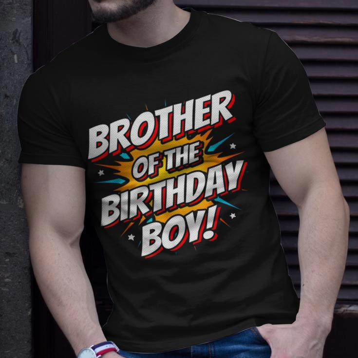 Superhero Party Comics Birthday Brother Of Birthday Boy Funny Gifts For Brothers Unisex T-Shirt Gifts for Him