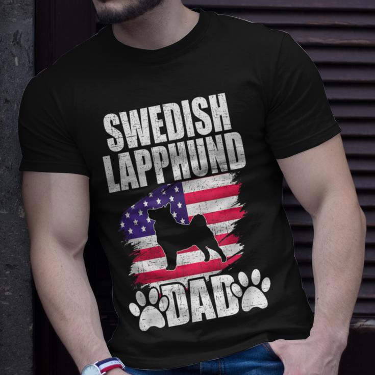 Swedish Lapphund Dad Dog Lover American Us Flag T-Shirt Gifts for Him