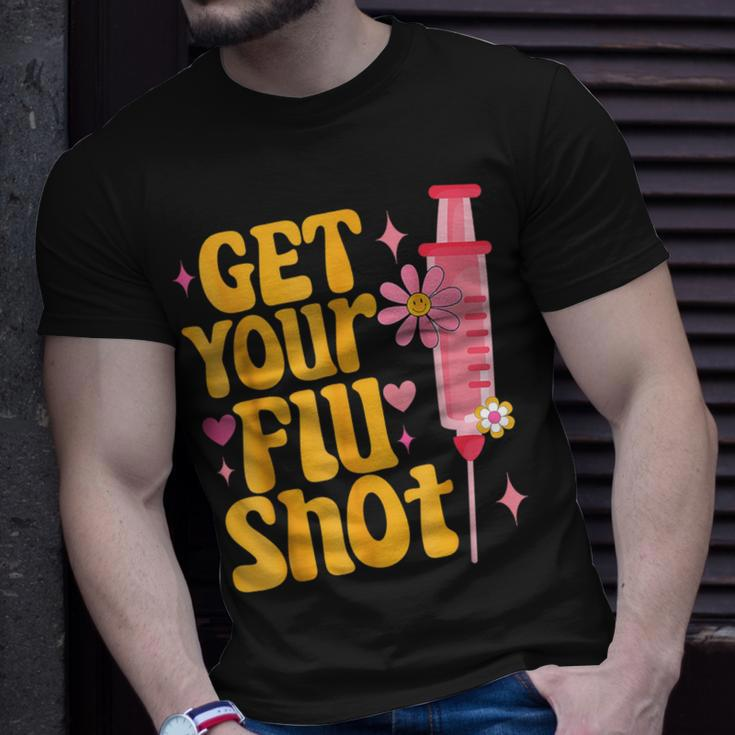 Syringe Retro Medical Get Your Flu Shot Caregiver T-Shirt Gifts for Him