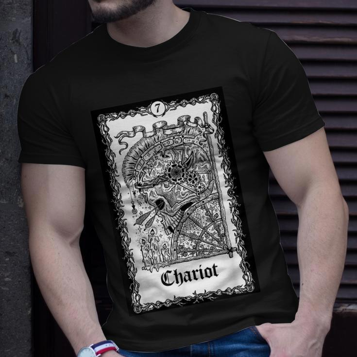 Tarot Card The Chariot Skull Goth Punk Magic Occult Tarot T-Shirt Gifts for Him
