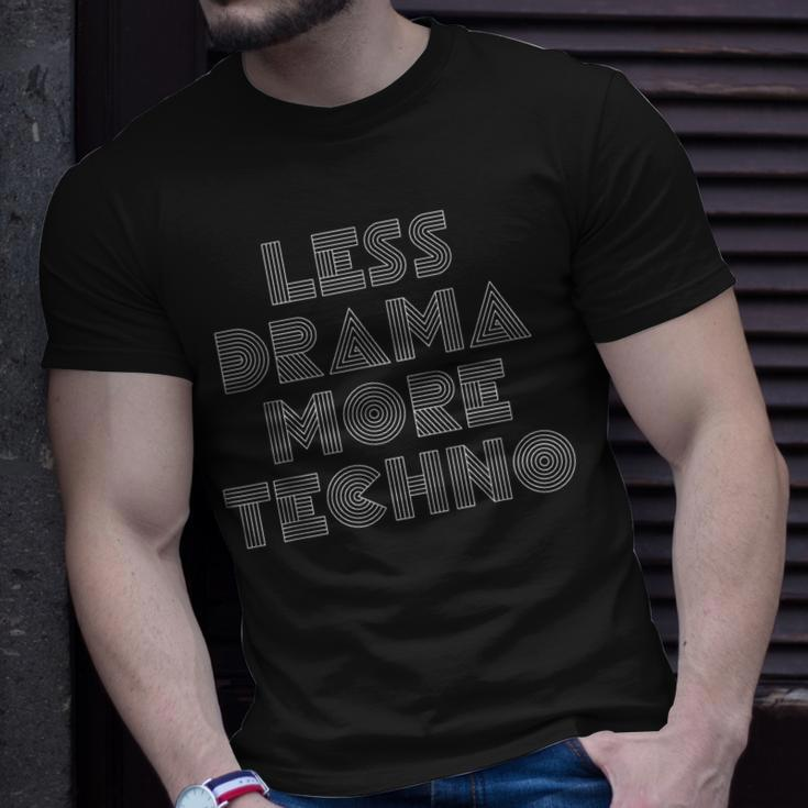 Techno Less Drama More Techno House Music Beats Minimalist T-shirt Gifts for Him
