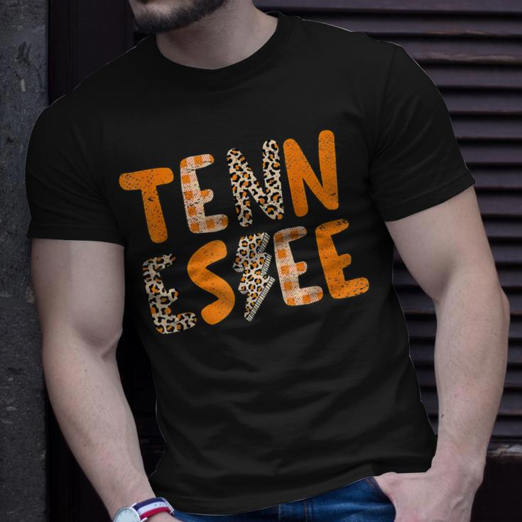 Tennessee State Flag Orange Plaid Leopard T-Shirt Gifts for Him