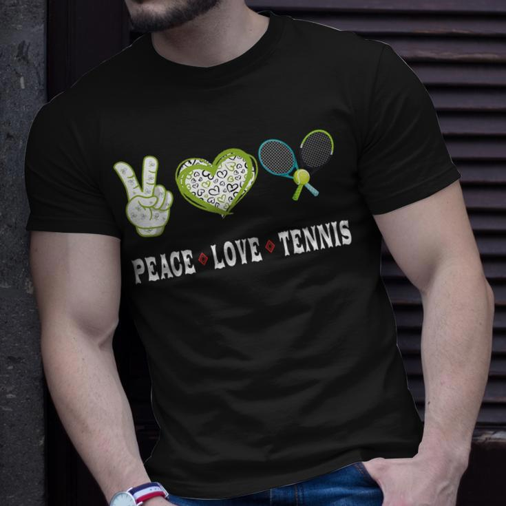 Tennis Lovers Player Fans Peace Love Tennis Tennis Funny Gifts Unisex T-Shirt Gifts for Him