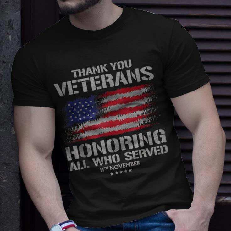 Thank You Veterans Day Honoring All Who Served Us Flag T-Shirt Gifts for Him