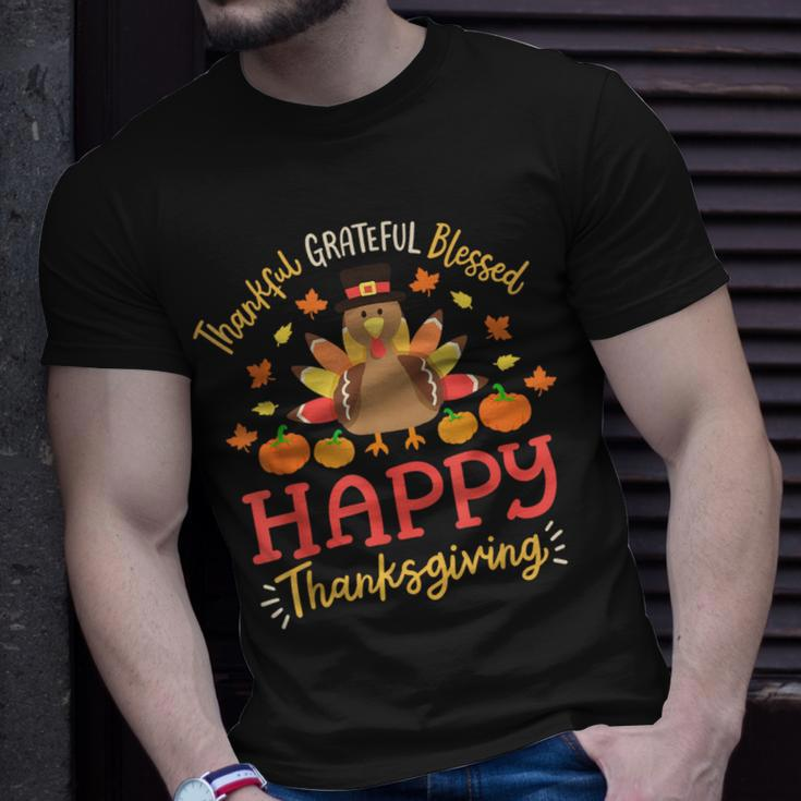Thankful Grateful Blessed Happy Thanksgiving Turkey Gobble T-Shirt Gifts for Him