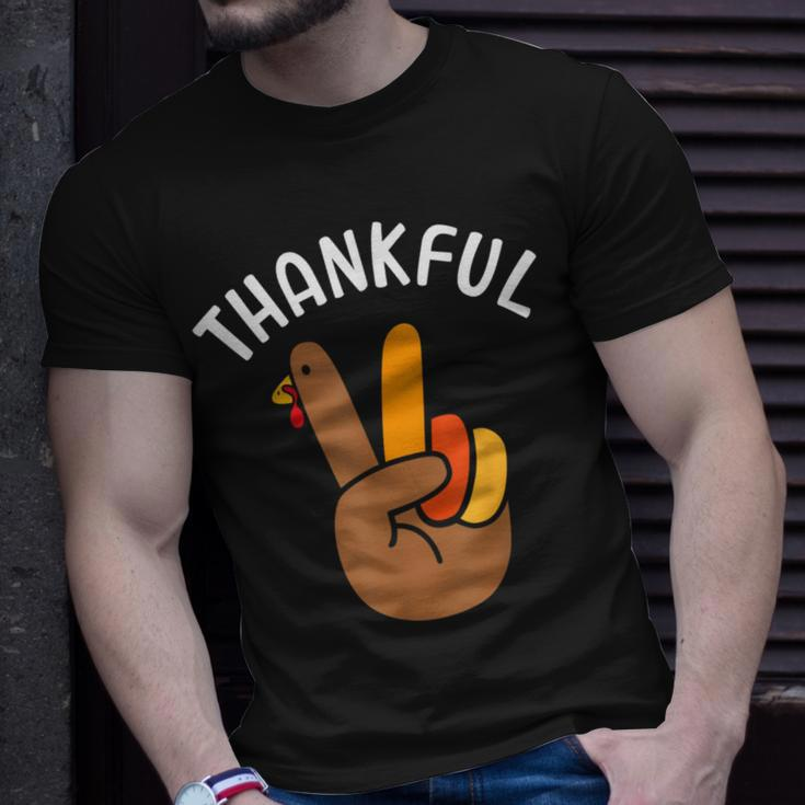 Thankful Peace Hand Sign For Thanksgiving Turkey Dinner T-Shirt Gifts for Him
