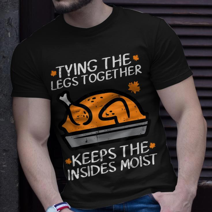 Thanksgiving Turkey Tying Legs Together Fall Women T-Shirt Gifts for Him