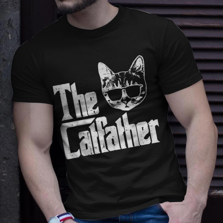 The Catfather Funny Cat Dad Fathers Day Movie Pun Papa Men Unisex T-Shirt Gifts for Him