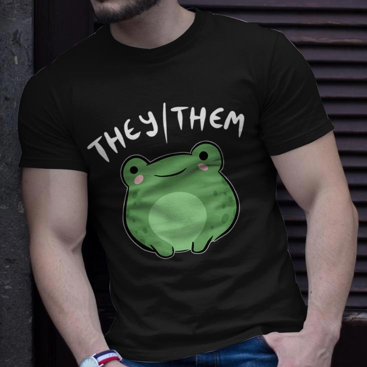 They Them Pronouns Frog Cute Nonbinary Queer Aesthetic Unisex T-Shirt Gifts for Him