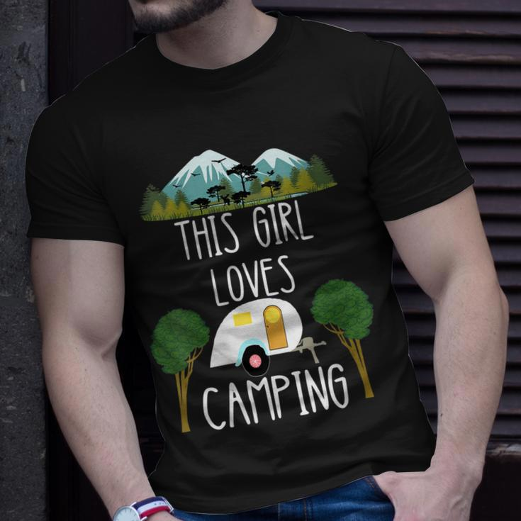 This Girl Loves Camping Rv Teardrop Trailer Camper Caravan Gift For Womens Unisex T-Shirt Gifts for Him