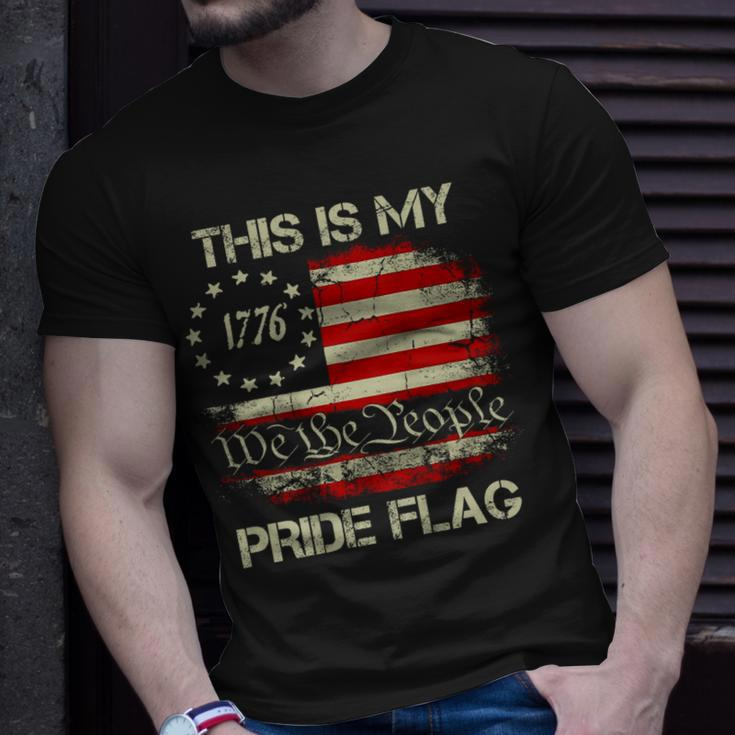 This Is My Pride Flag 4Th Of July Patriotic Usa Flag On Back Unisex T-Shirt Gifts for Him