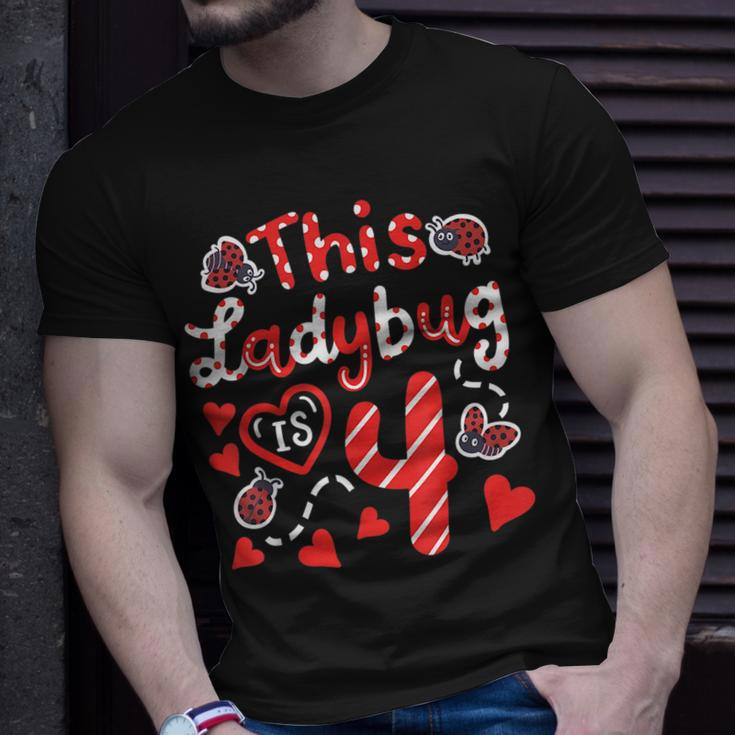 This Ladybug Is 4 Years Old 4Th Birthday Girl Family Ladybug Unisex T-Shirt Gifts for Him