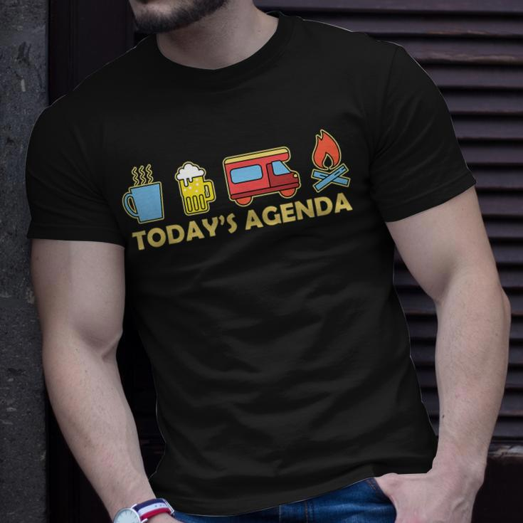 Today's Agenda Camping Lover Tent Bbq Travelling Picnicking T-Shirt Gifts for Him