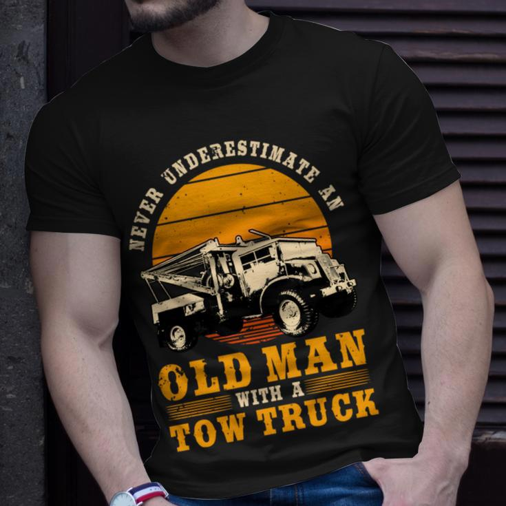 Tow Truck Driver Gifts Never Underestimate An Old Man Unisex T-Shirt Gifts for Him