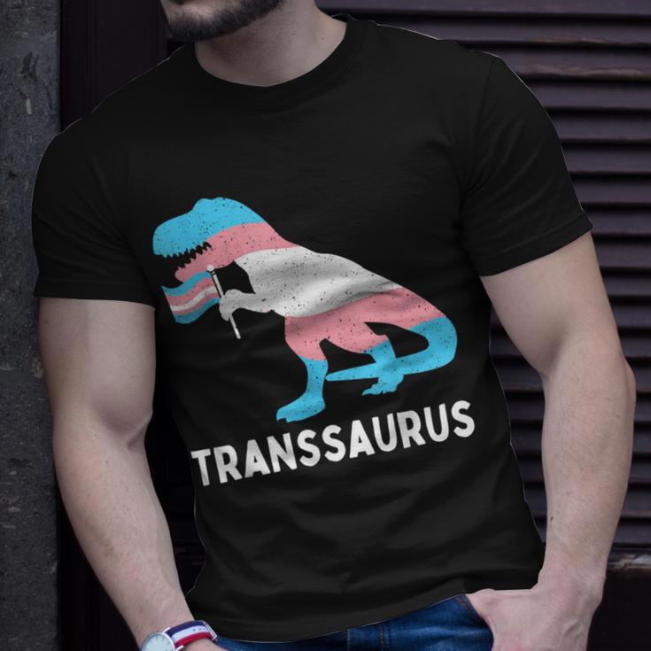 Trans Pride Flag Transgender Dino Transsaurus Rex Dinosaur Unisex T-Shirt Gifts for Him