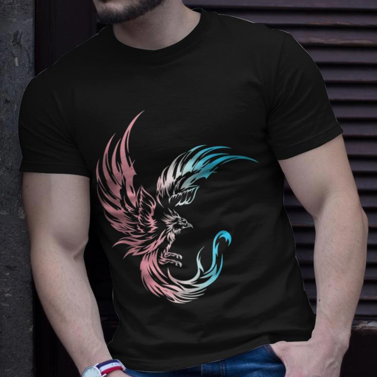 Trans Pride Transgender Phoenix Flames Fire Mythical Bird Unisex T-Shirt Gifts for Him