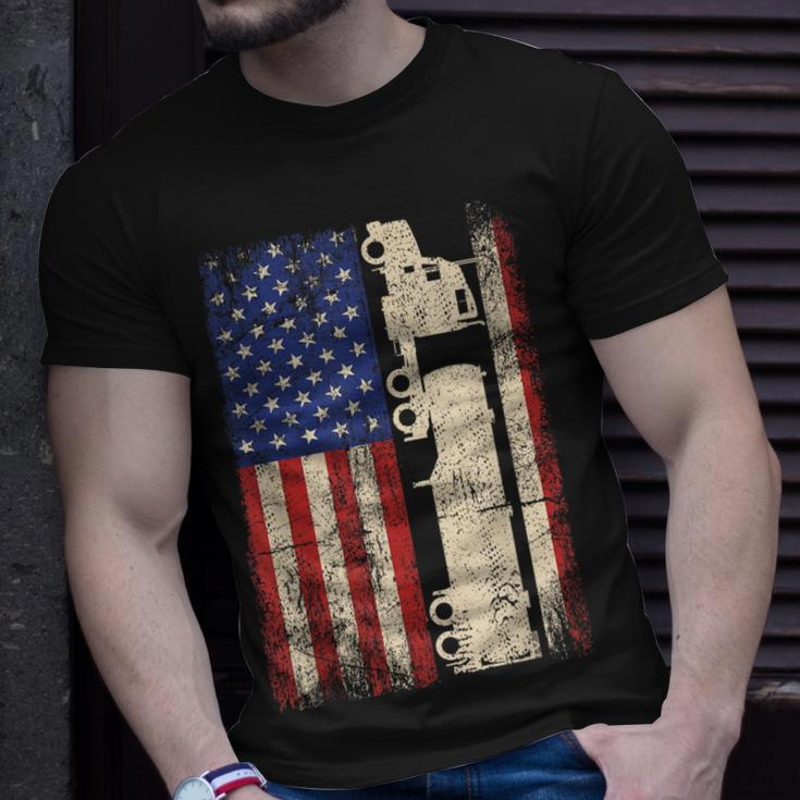 Truck Driver Usa American Flag Patriotic Trucker Men T-Shirt Gifts for Him