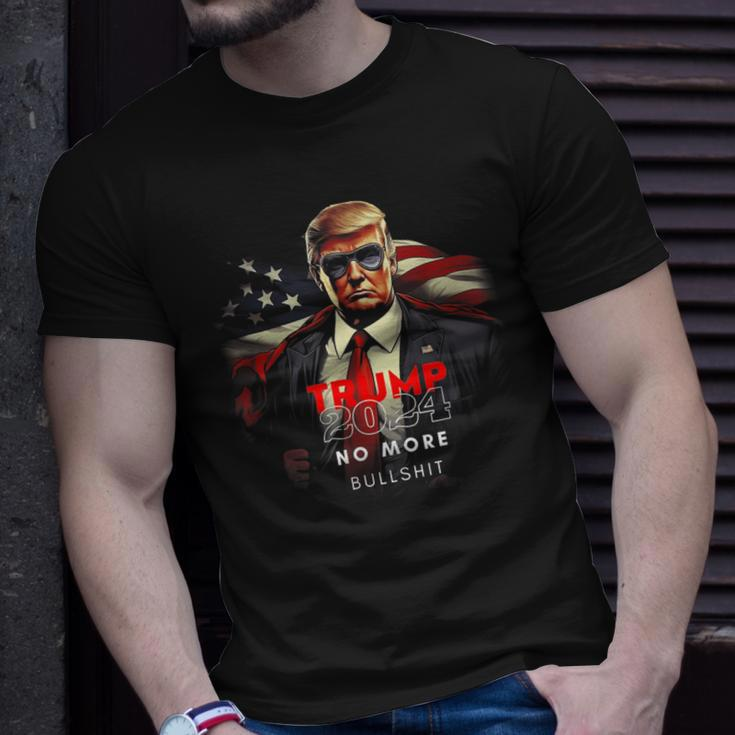 Trump 2024 No More Bullshit American Flag T-Shirt Gifts for Him