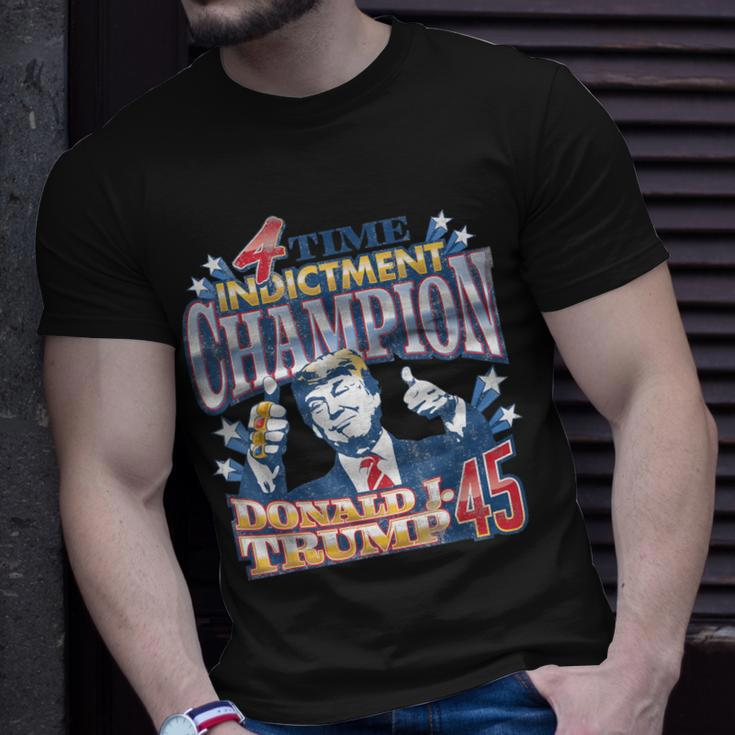 Trump 4 Time Indictment Champion Champ Not Guilty 2024 T-Shirt Gifts for Him