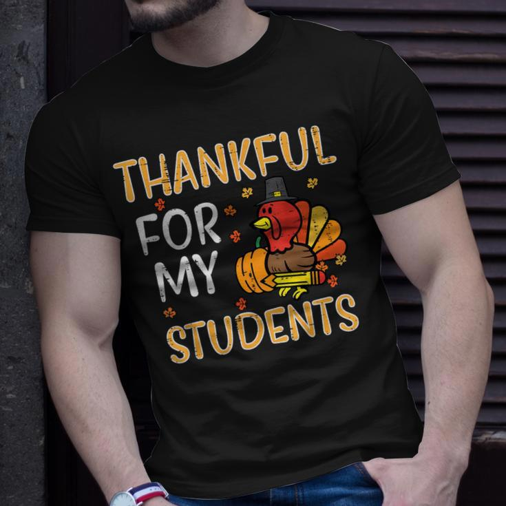 Turkey Thankful For My Students Thanksgiving Fall Teacher T-Shirt Gifts for Him