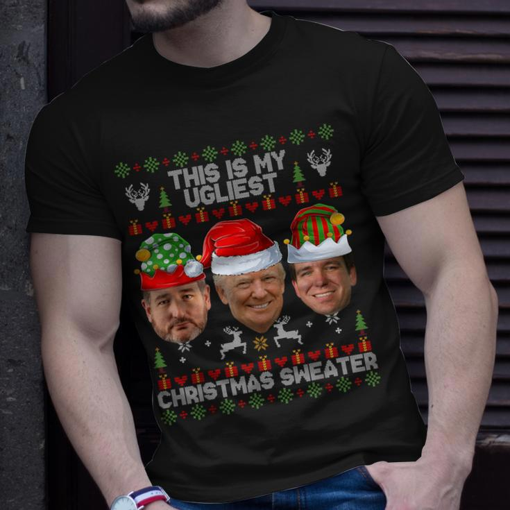 This Is My Ugliest Christmas Sweater Trump Desantis Cruz T-Shirt Gifts for Him