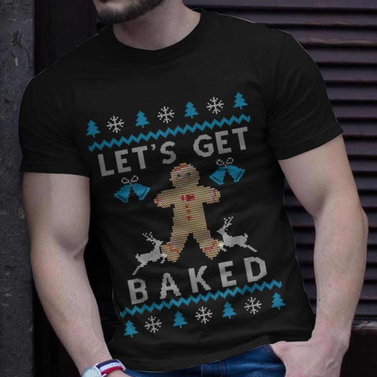 Ugly Christmas Sweater Let's Get Baked T-Shirt Gifts for Him