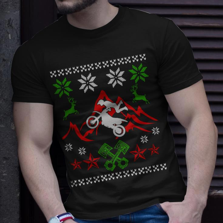 Ugly Christmas Sweater Style Motocross T-Shirt Gifts for Him