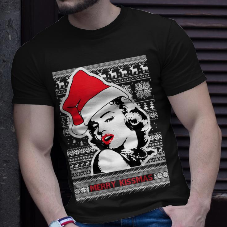 Ugly Christmas Sweater Style Merry Kissmas T-Shirt Gifts for Him