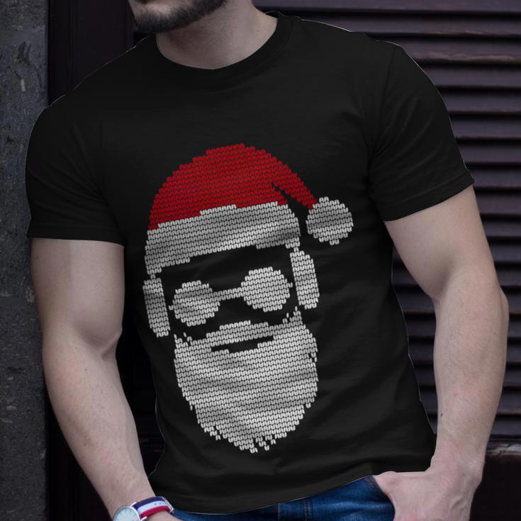 Ugly Christmas Xmas Sweater Cool Hipster Santa Claus Present T-Shirt Gifts for Him