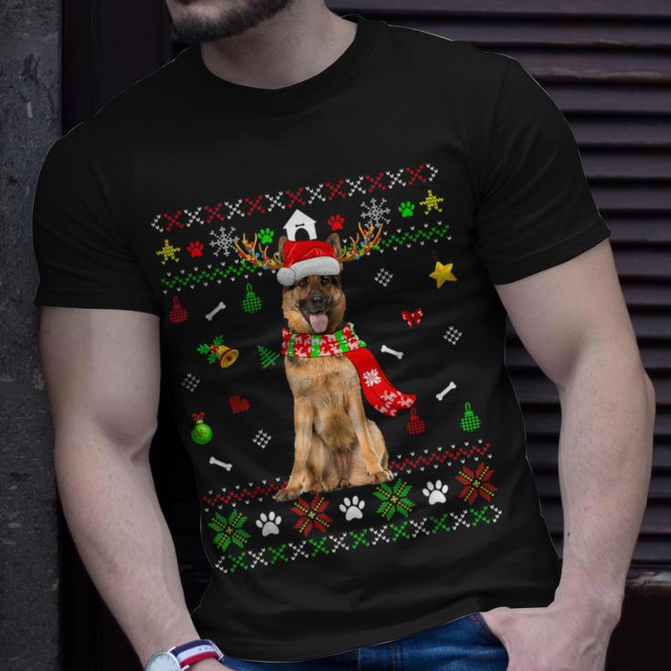 Ugly Sweater Christmas German Shepherd Dog Puppy Xmas Pajama T-Shirt Gifts for Him