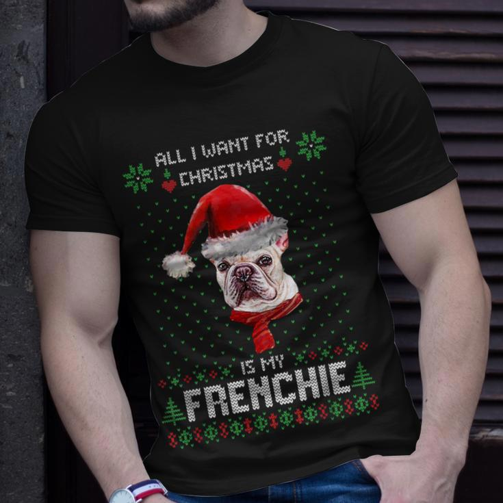 Ugly Sweater All I Want For Christmas Is My Frenchie Xmas T-Shirt Gifts for Him