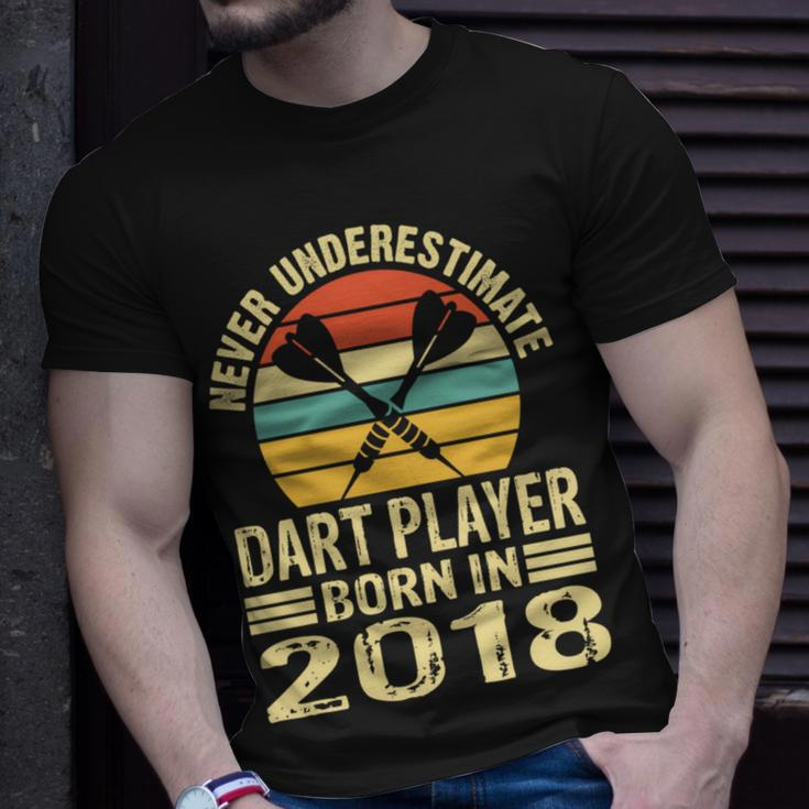 Never Underestimate Dart Player Born In 2018 Dart Darts T-Shirt Gifts for Him