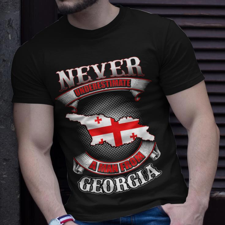 Never Underestimate Georgia Georgia Country Map T-Shirt Gifts for Him