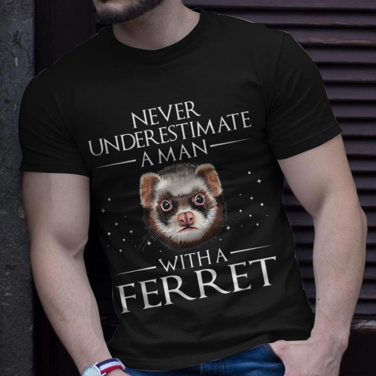 Never Underestimate A Man With A Ferret Ferret Daddy T-Shirt Gifts for Him