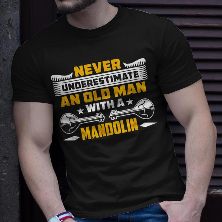 Never Underestimate An Old Man Acoustic Music Lover Mandolin T-Shirt Gifts for Him