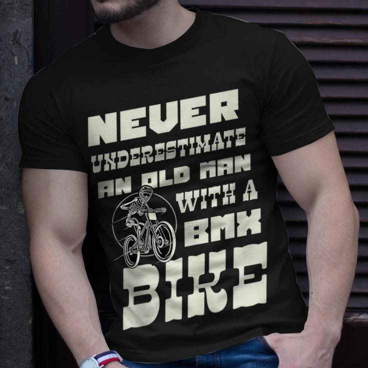 Never Underestimate An Old Man With A Bmx Bike Cyclist T-Shirt Gifts for Him