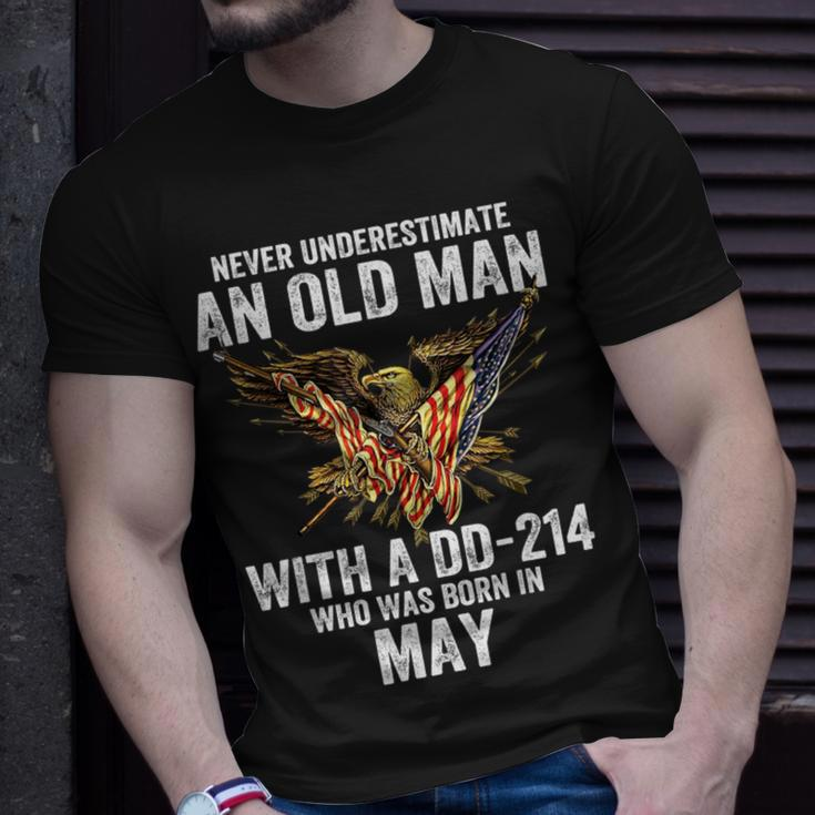 Never Underestimate An Old Man With A Dd-214 Was Born In May T-Shirt Gifts for Him