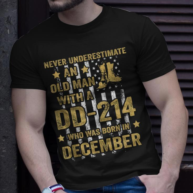 Never Underestimate An Old Man With A Dd-214 December T-Shirt Gifts for Him