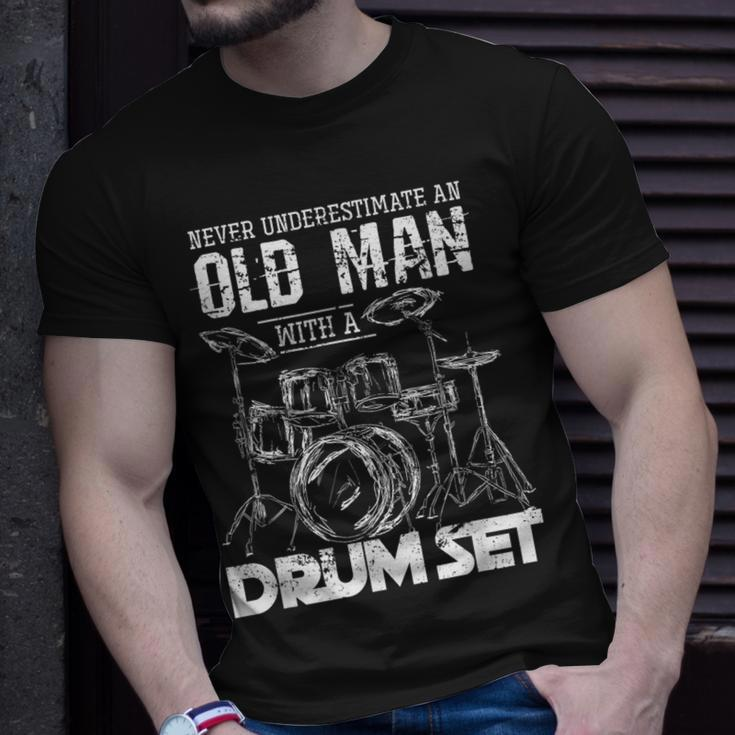 Never Underestimate An Old Man Drums T-Shirt Gifts for Him