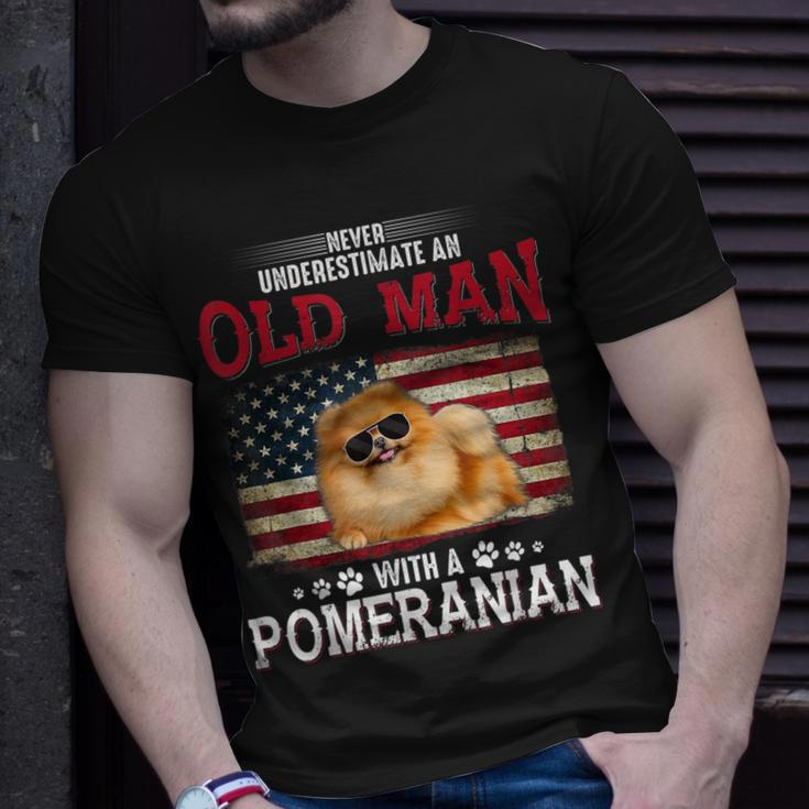 Never Underestimate An Old Man With A Pomeranian Costume T-Shirt Gifts for Him
