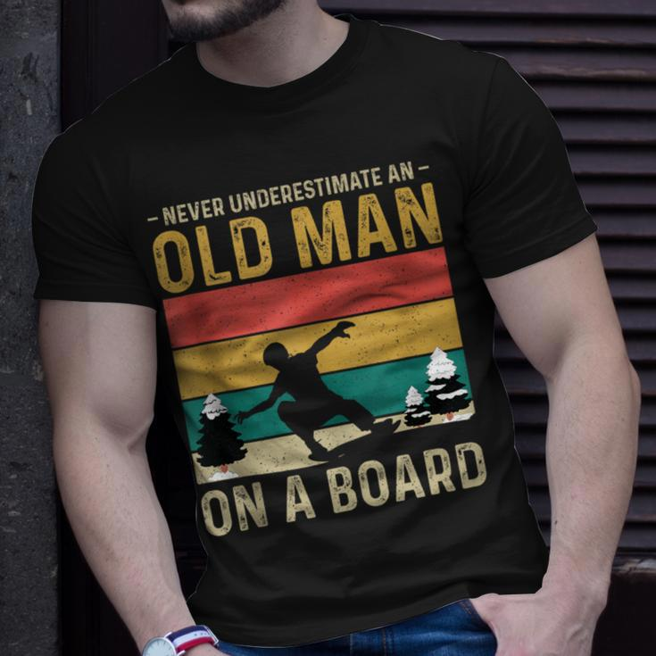 Never Underestimate An Old Man On A Snowboard Vintage T-Shirt Gifts for Him